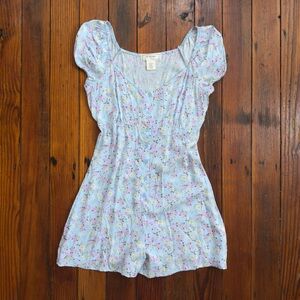 No Comment pastel floral print romper sweetheart neck milkmaid